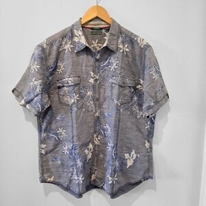 Cubavera Linen Blend Reverse Hawaiian Print Shirt - Slim Fit - Men's Size XL